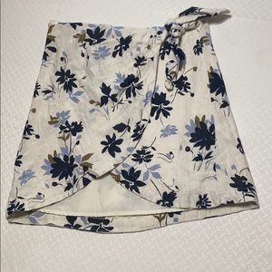 Floral Free People 100% Linen Wrap Skirt